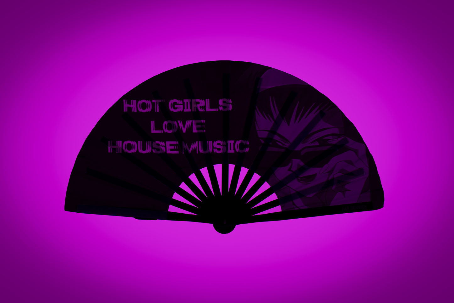 Hot Girls Love House Folding Fan w/ Pink LEDs