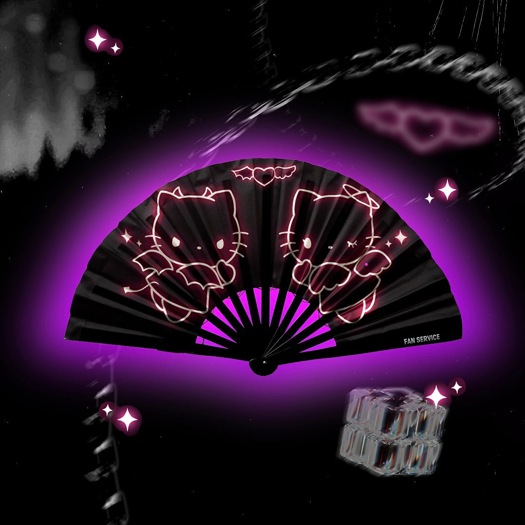 Neon Baddies Folding Fan w/ Pink LEDs