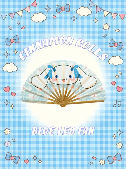 Cinnamon Rolls Folding Fan w/ Blue LEDs