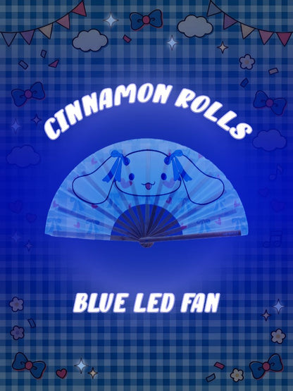 Cinnamon Rolls Folding Fan w/ Blue LEDs