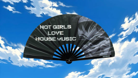 Hot Girls Love House Folding Fan w/ Pink LEDs
