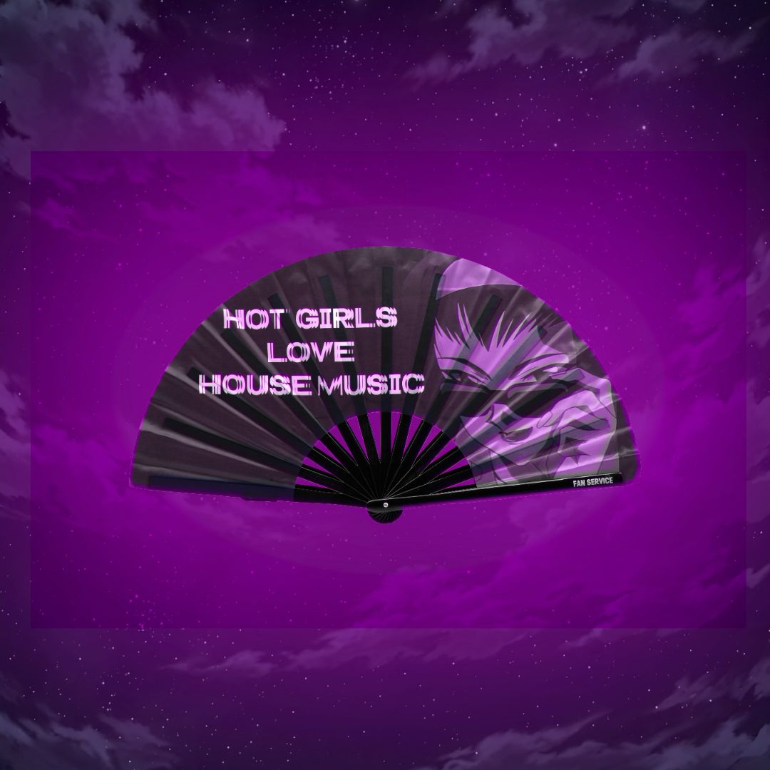 Hot Girls Love House Folding Fan w/ Pink LEDs