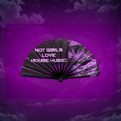 Hot Girls Love House Folding Fan w/ Pink LEDs