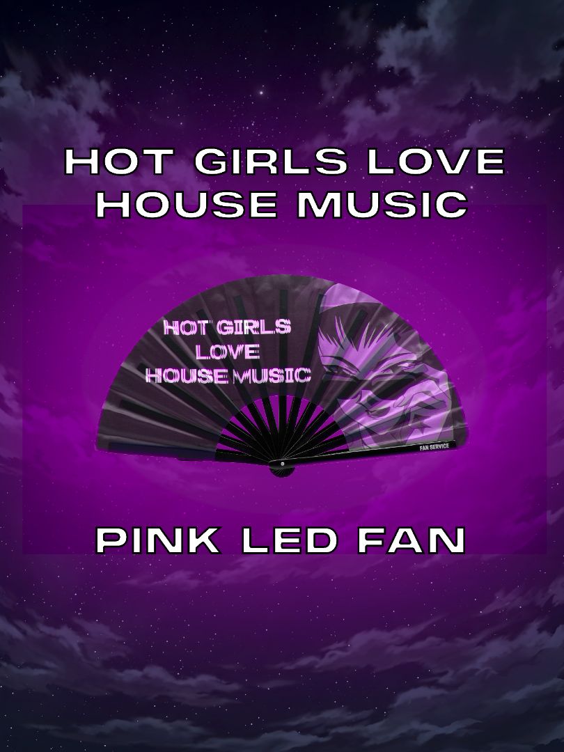 Hot Girls Love House Folding Fan w/ Pink LEDs