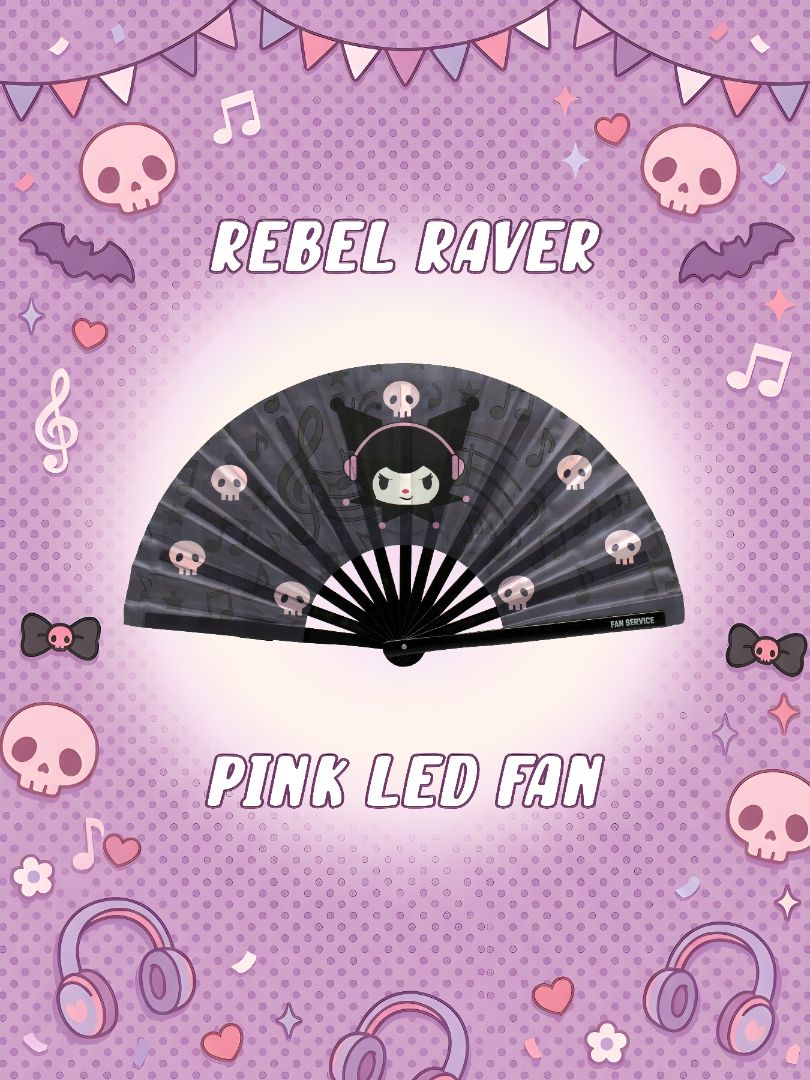 Rebel Raver Folding Fan w/ Pink LEDs
