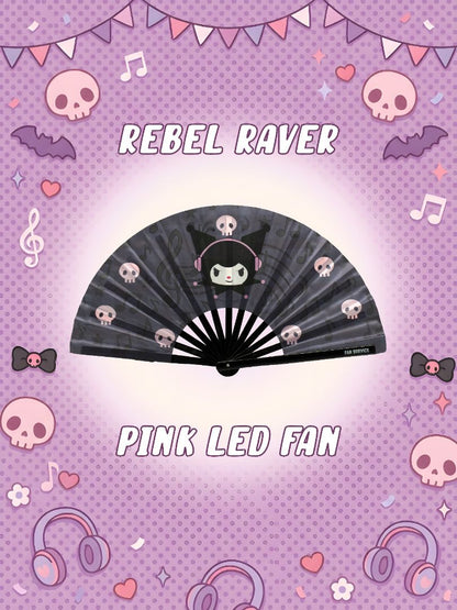 Rebel Raver Folding Fan w/ Pink LEDs