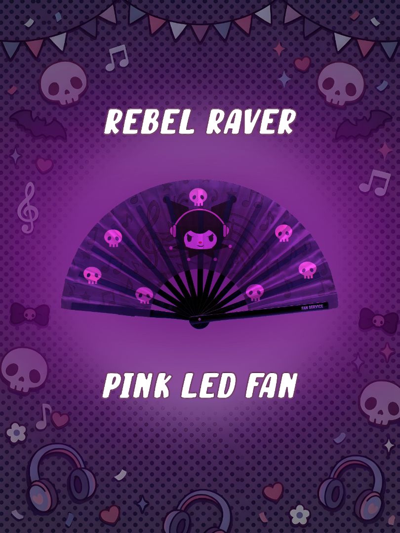 Rebel Raver Folding Fan w/ Pink LEDs