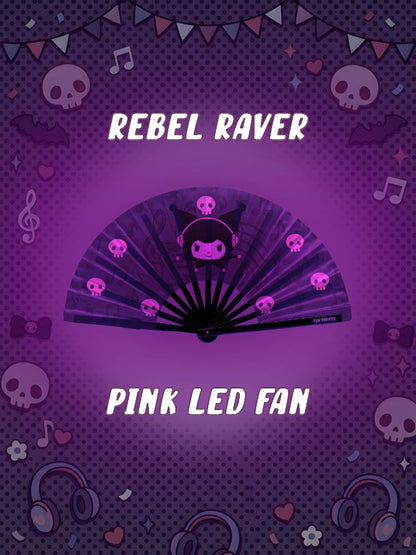 Rebel Raver Folding Fan w/ Pink LEDs