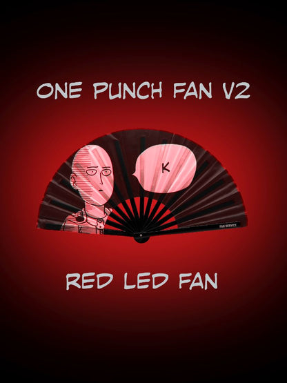 One Punch Fan Folding Fan w/ Red LEDs v2