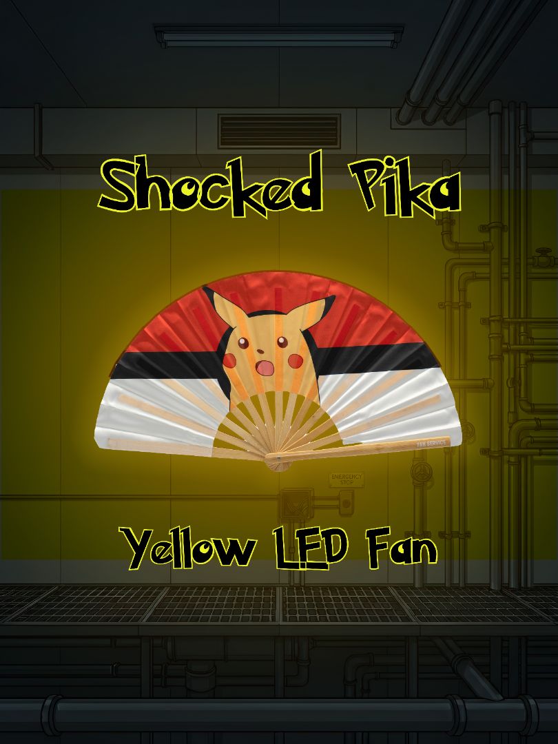 Shocked Pika Folding Fan w/ Lightning Yellow LEDs