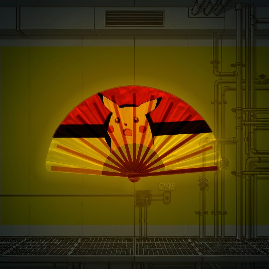 Shocked Pika Folding Fan w/ Lightning Yellow LEDs