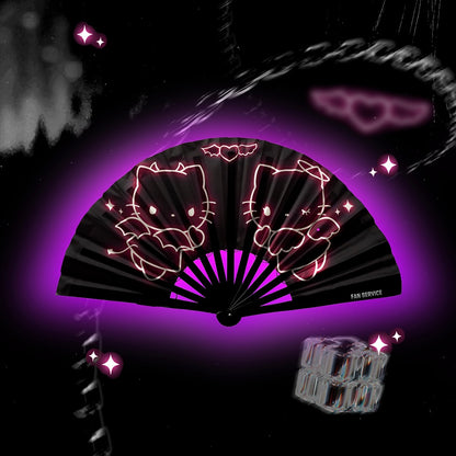 Neon Baddies Folding Fan w/ Pink LEDs